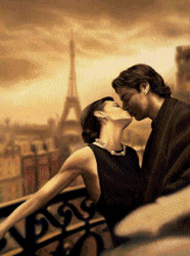 Париж - париж, поцелуй, любовь, пара - предпросмотр