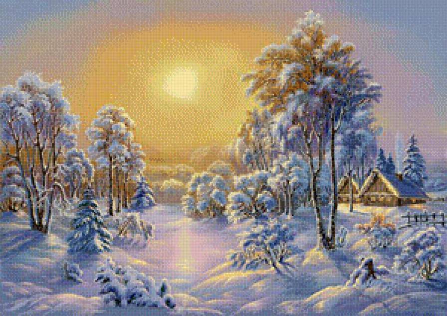 Виктор Цыганов 5 зима - пейзаж, зима, природа, картина, поляна, виктор цыганов - предпросмотр