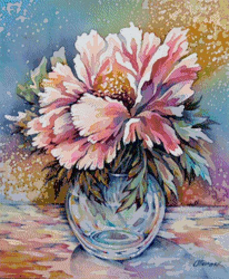 Розовый пион - натюрморт, цветы - предпросмотр