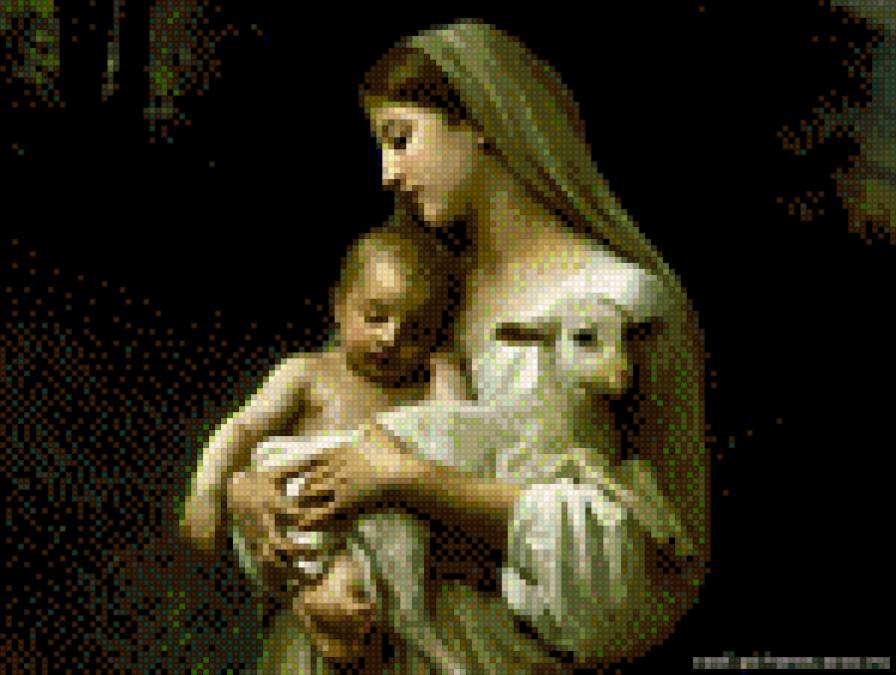 Дева Мария с Иисусом и ягнёнком - предпросмотр