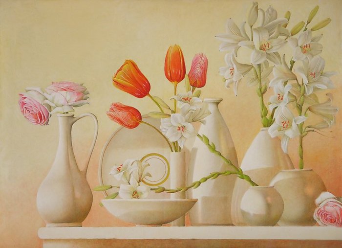 Цветы - цветы, вазы, пастель - оригинал