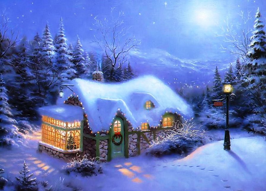 №543746 - домик, зима, снег, рождество - оригинал