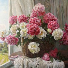 Схема вышивки «Пионы»