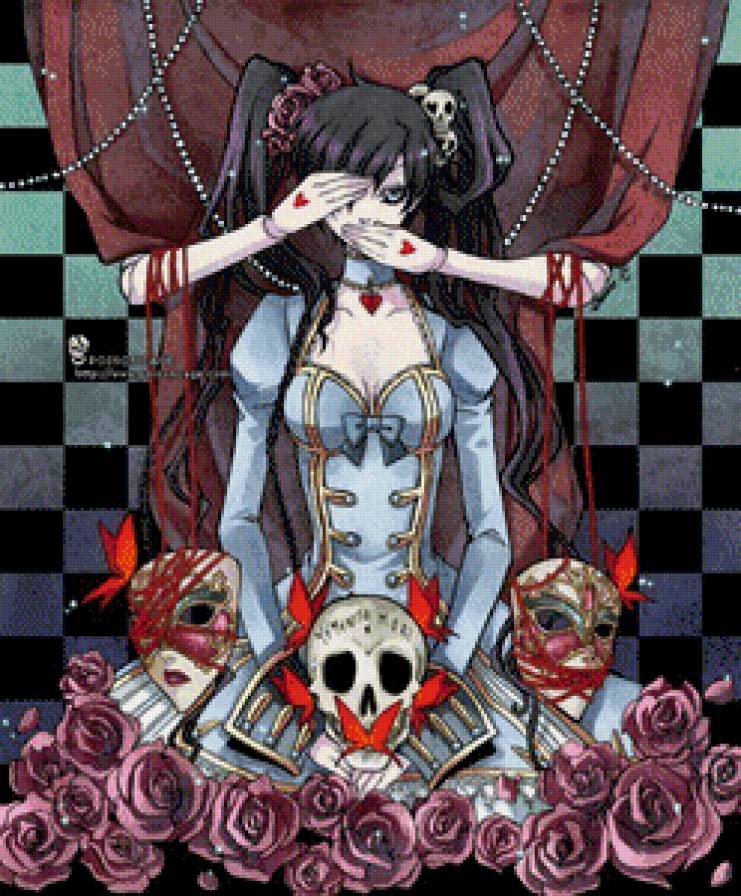 Кукла - девушка, череп, аниме - предпросмотр