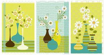 триптих цветы в вазах - картины, триптих, картина - оригинал