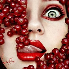 Оригинал схемы вышивки «Серия - девушки с фруктами. Красный виноград.» (№544731)