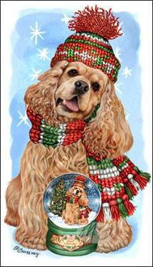рождественнский спаниель - рождество, собаки - оригинал