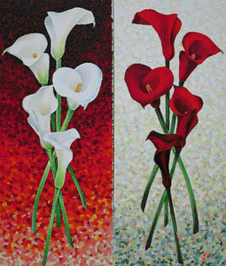 диптих каллы - картины, полиптих, картина, триптих - предпросмотр