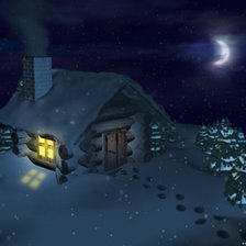 Схема вышивки «зимняя избушка»