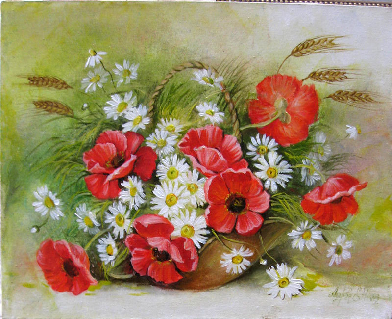букет маки и ромашки - цветы, букет - оригинал