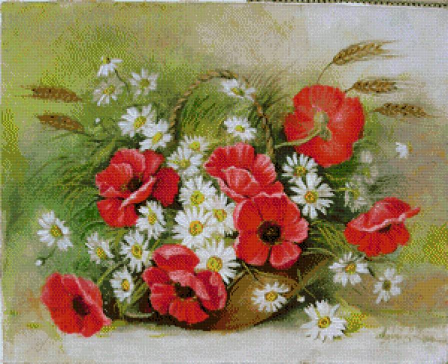 букет маки и ромашки - букет, цветы - предпросмотр