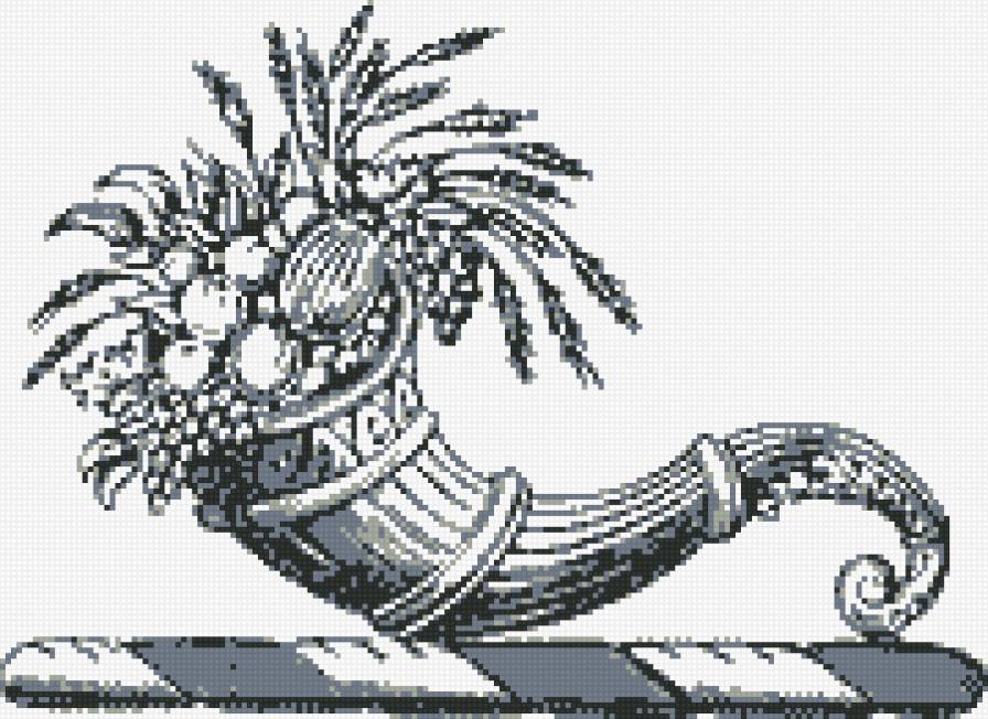 Рог изобилия - рог изобилия, монохром - предпросмотр