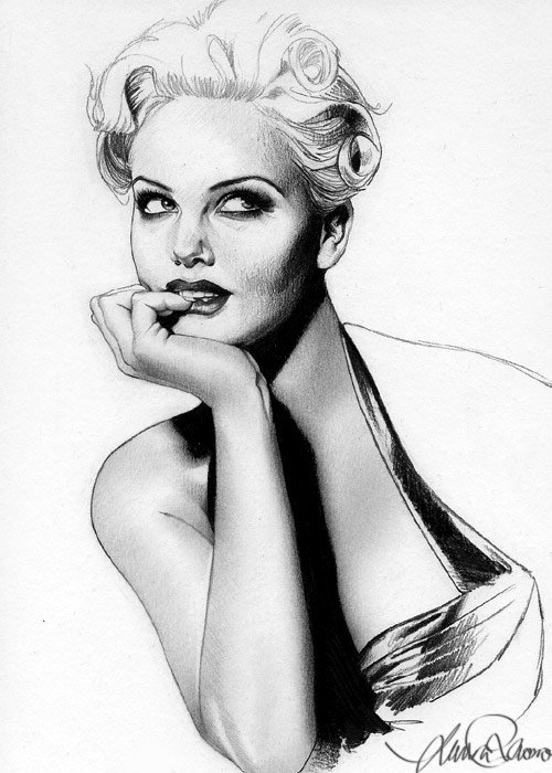 знаменитости - монохром, люди, актриса, черно белое - оригинал