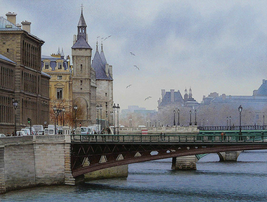 Париж.Мост. - париж, франция, пейзаж - оригинал