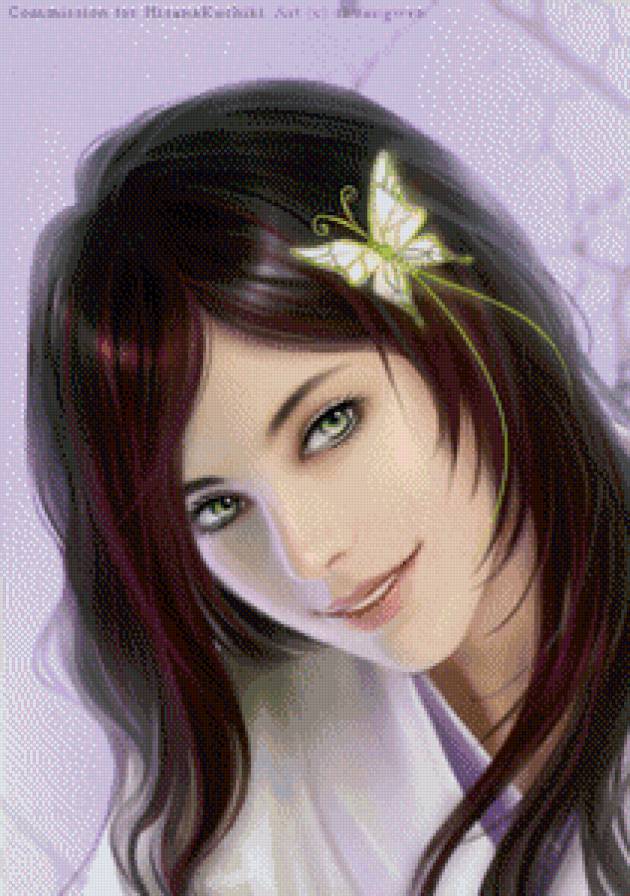 Девушка фэнтези - девушка, фэнтези, бабочка, красавица - предпросмотр