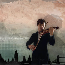 Схема вышивки «Шерлок со скрипкой»