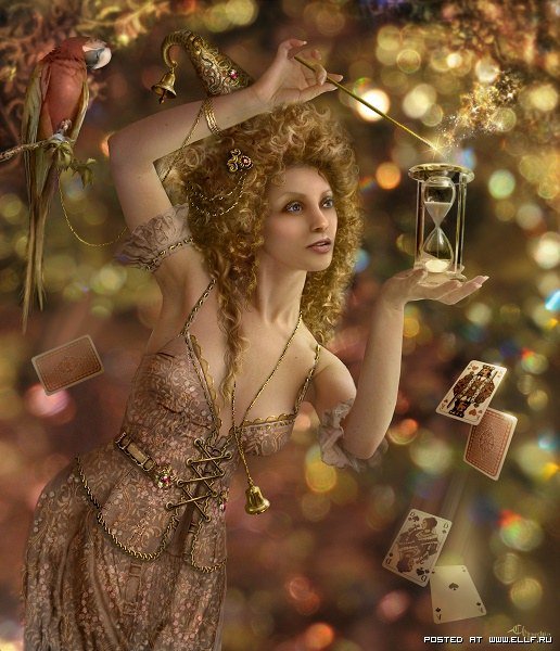 волшебница - человек, люди, девушка, часы, карты, лицо, волшебная палочка, портрет - оригинал