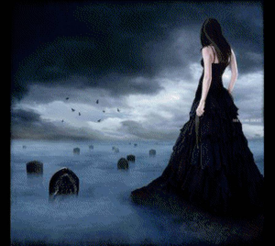 одна - кладбище, боль, туман, одна, девушка, одиночество, готика - предпросмотр