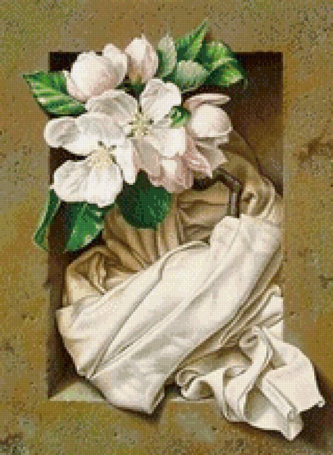 Триптих 1 - цветы, триптих, ткань - предпросмотр