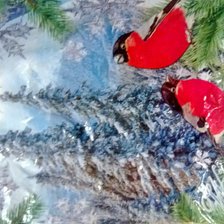 Схема вышивки «горы и снегири1»