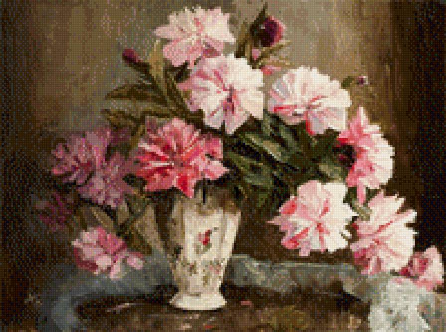 Цветы - масло, букет, живопись, цветы, ваза - предпросмотр