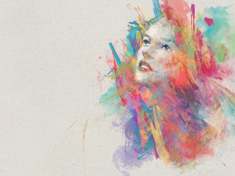 Девушка - гуашь, краски, девушка - оригинал