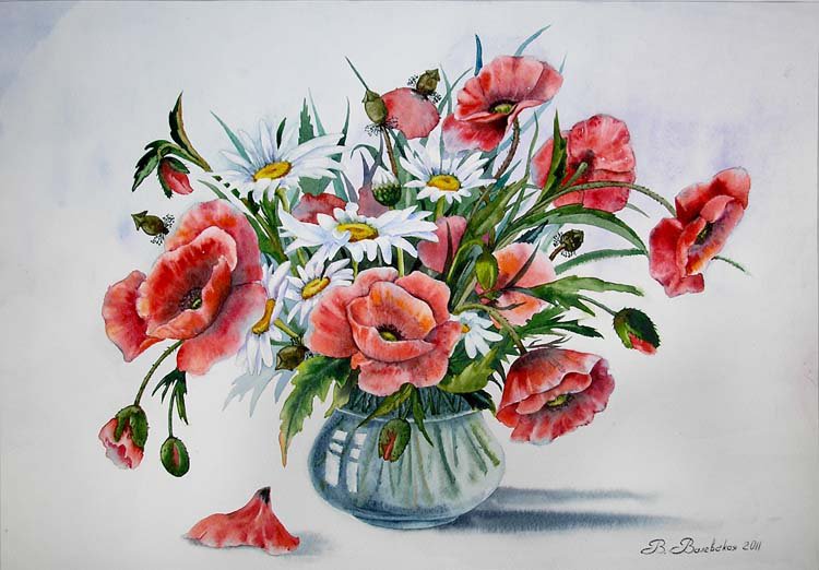 валентина валевская-летний букет - цветы, картина, натюрморт, картины - оригинал