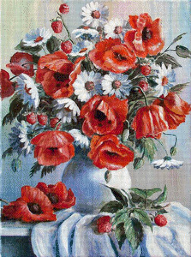 ольга воробьева-летнее утро - картины, цветы, картина, натюрморт - предпросмотр
