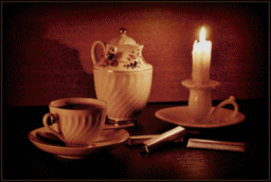 Чай при свечах - чай, вечер, свеча - предпросмотр