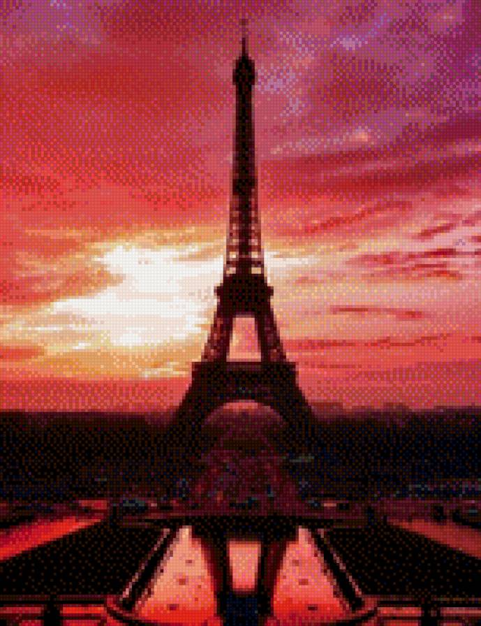 Эйфелева башня - вода, небо, закат, париж, эйфелева башня - предпросмотр