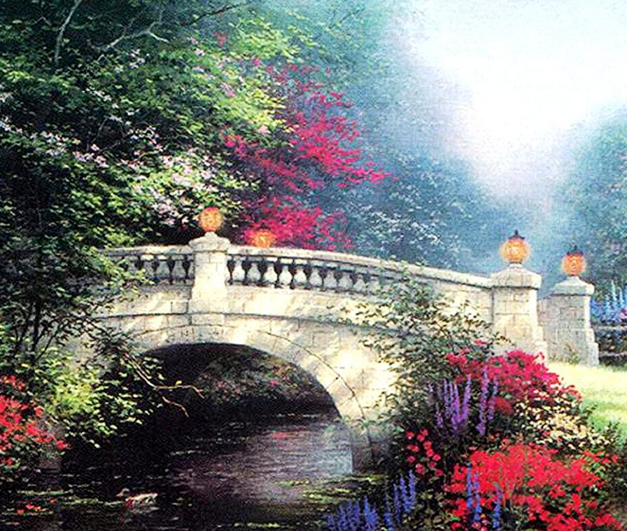 мостик над речкой - мост, природа, река, пейзаж - оригинал