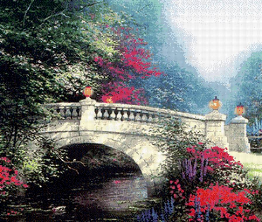 мостик над речкой - природа, мост, река, пейзаж - предпросмотр