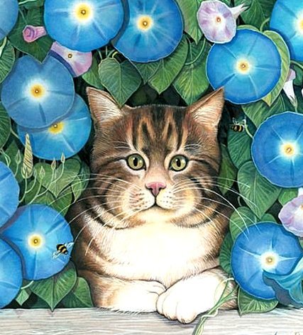 Кискин портрет - цветы, животные, кошки - оригинал