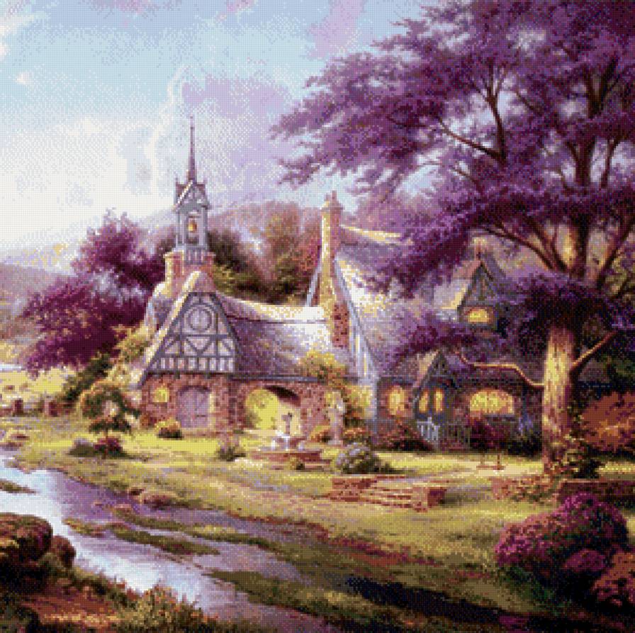 домик у реки - природа, пейзаж, река, домик - предпросмотр