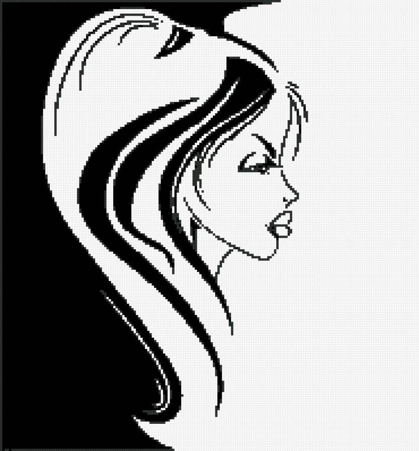Девушка - монохром, контурная, красавица, девушка - предпросмотр