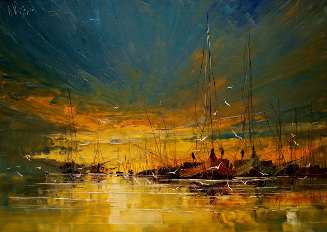 Justyna Kopania-statki - pejzaz, ziwopis - оригинал