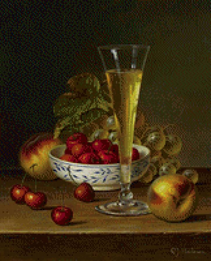 Вино с фруктами - натюрморты - предпросмотр