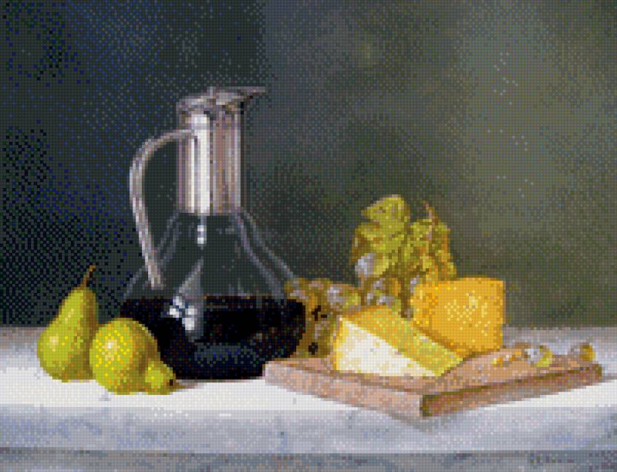 Вино с фруктами - натюрморты - предпросмотр