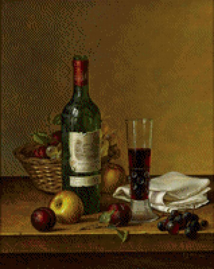 Вино с фруктами - натюрморты - предпросмотр