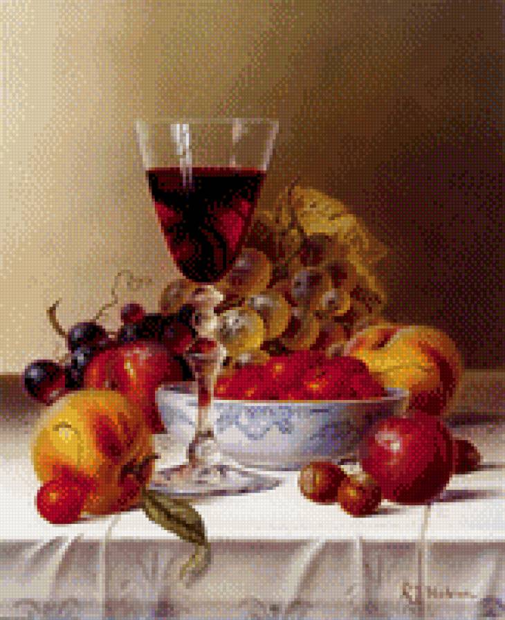 Вино с фруктами - натюрморты - предпросмотр