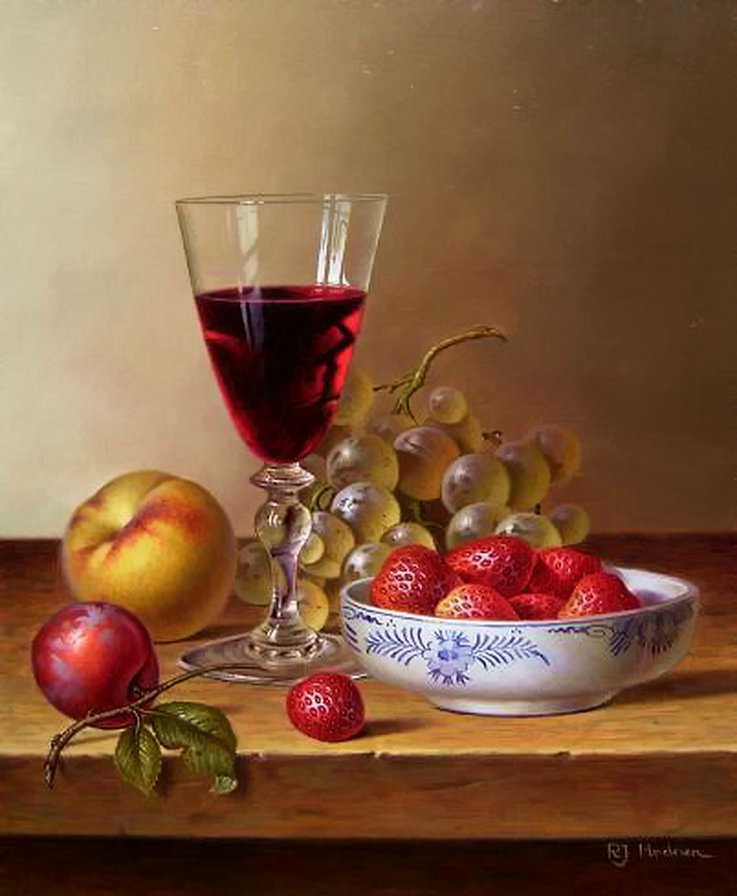 Вино с фруктами - натюрморты - оригинал