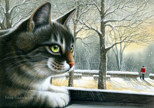 Зима за окном - zhivotnie, pejzazh - оригинал