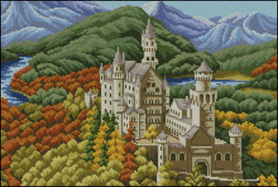 замок - горы, осень, природа - предпросмотр