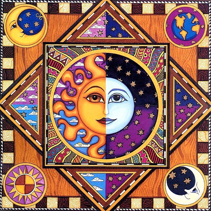 Подушка - солнце, узор, подушка, звезды, сон, луна - оригинал