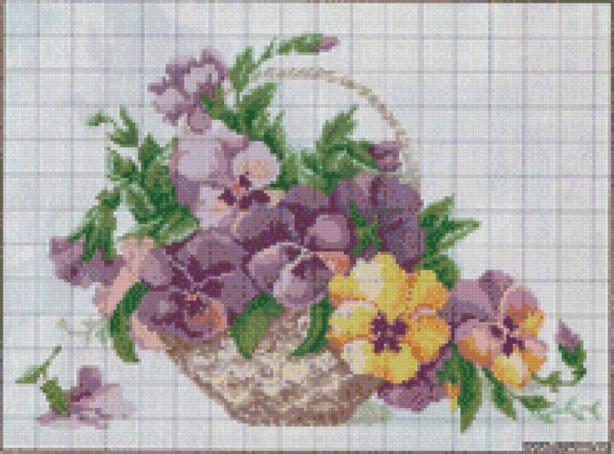 Фиалки - натюрморт, цветы - предпросмотр