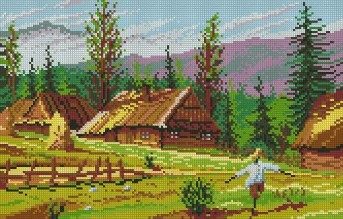 Хуторок - пейзаж, осень, домик - оригинал