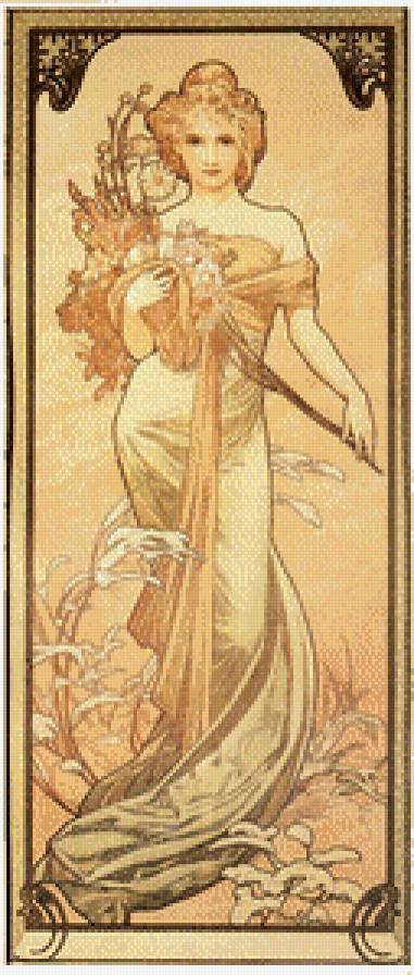 триптих Муха "Времена года. Весна" - триптих, полиптих - предпросмотр