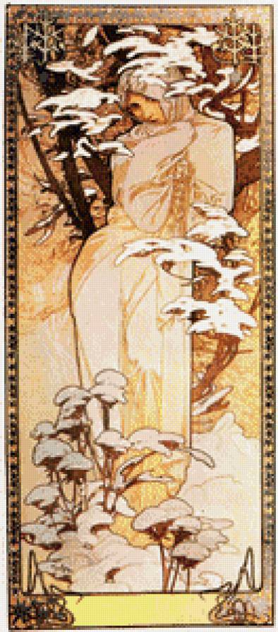 триптих Муха "Времена года. Зима" - триптих, полиптих - предпросмотр