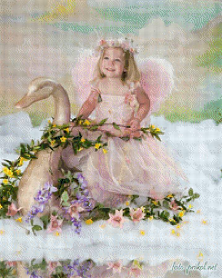 Ангелочек на лебеде - предпросмотр