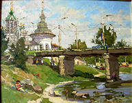 СТАРЫЙ ГОРОД - пейзаж, мост, церковь - оригинал